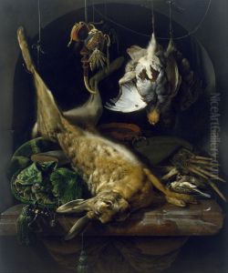 Still Life of a Dead Hare, Partridges, and Other Birds in a Niche