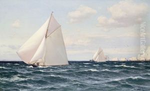 The Yachts 'Britannia' and 'Ailsa' off the Needles, Isle of Wight