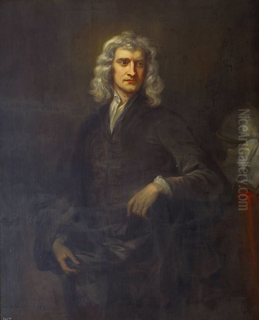 (After Kneller) Sir Isaac Newton (1642-1727) Oil Painting by Charles Jervas