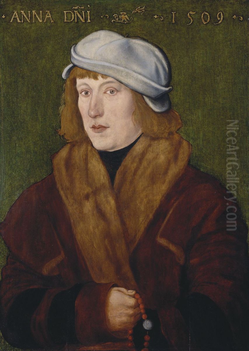 Bildnis eines jungen Mannes mit Rosenkranz Oil Painting by Hans Baldung Grien