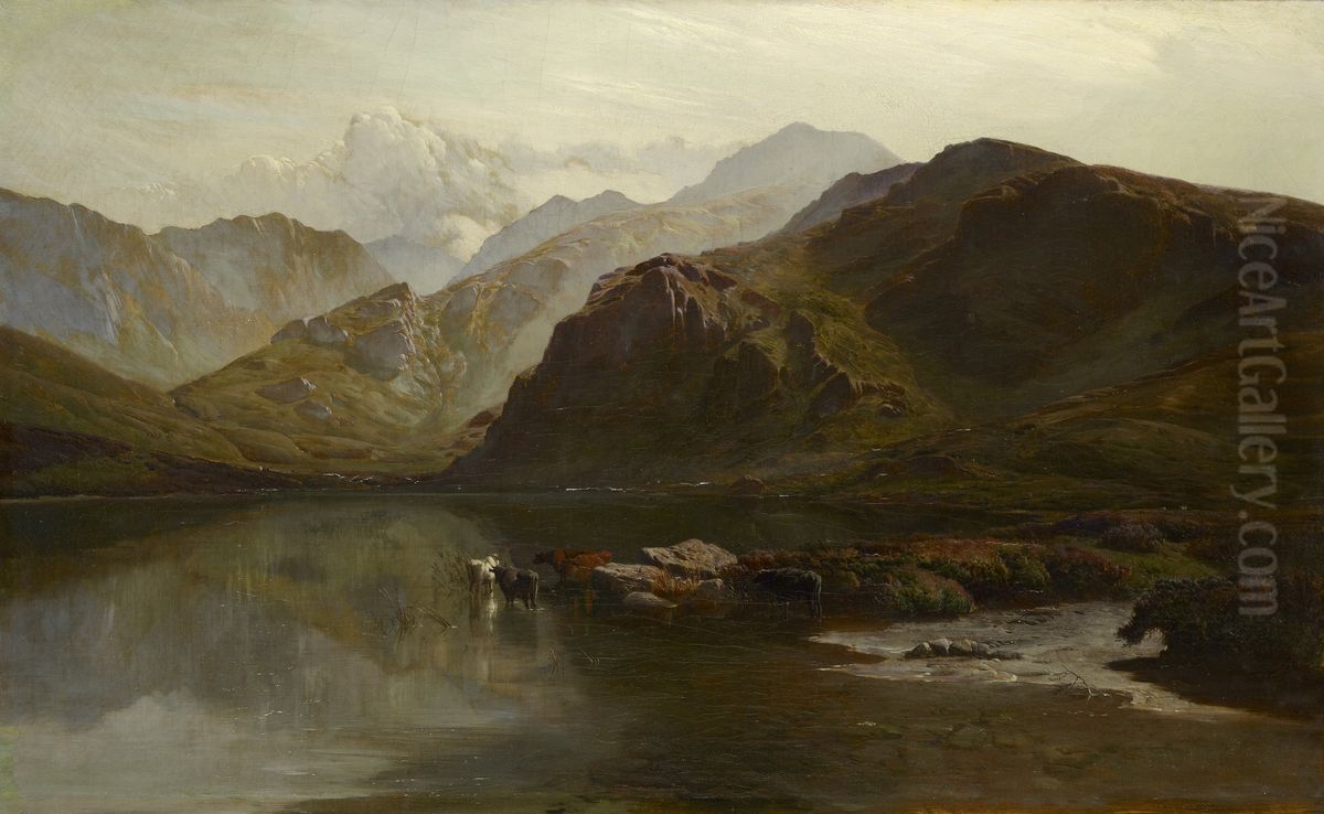 A view of Llyn Dulyn Oil Painting by Sidney Richard Percy