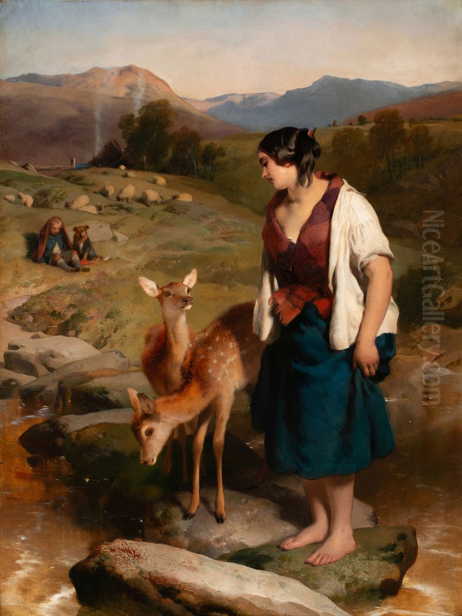 The Highland Lassie Oil Painting by Sir Edwin Henry Landseer