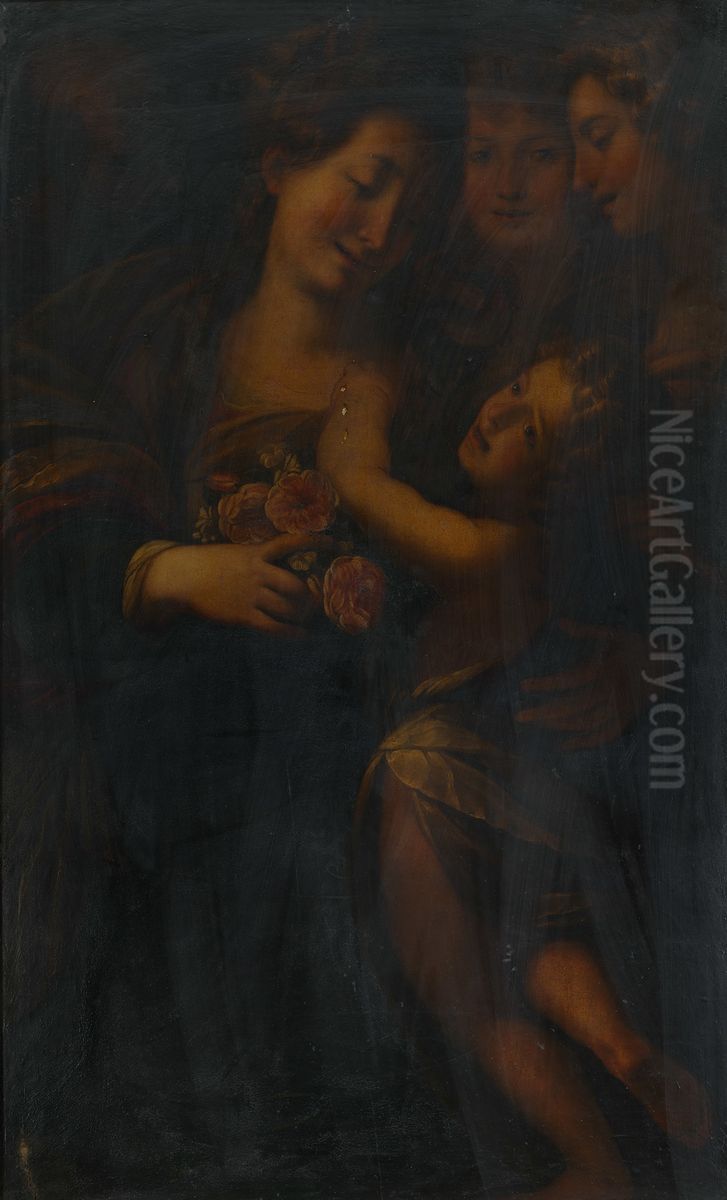 The Holy Family with Angels Oil Painting by Giulio Cesare Procaccini