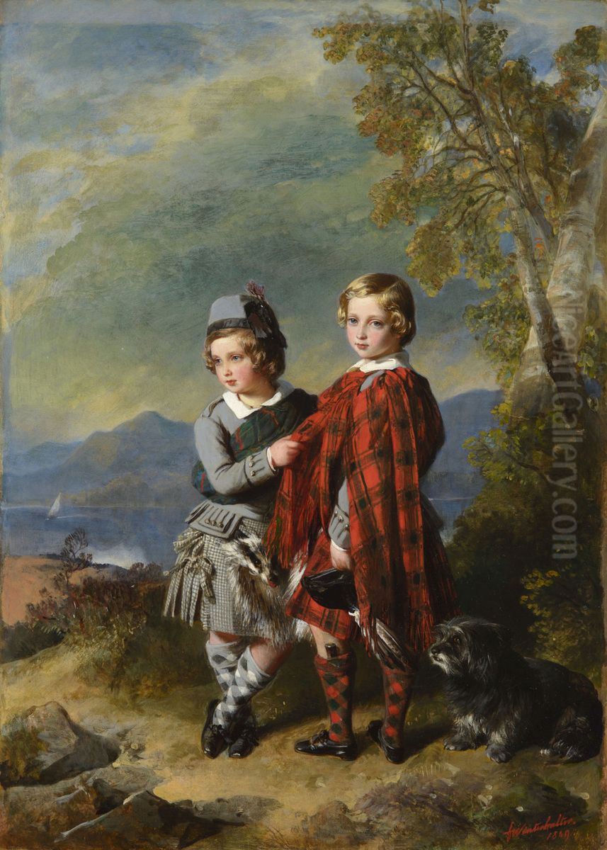 Albert Edward, Prince of Wales, with Prince Alfred Oil Painting by Franz Xavier Winterhalter