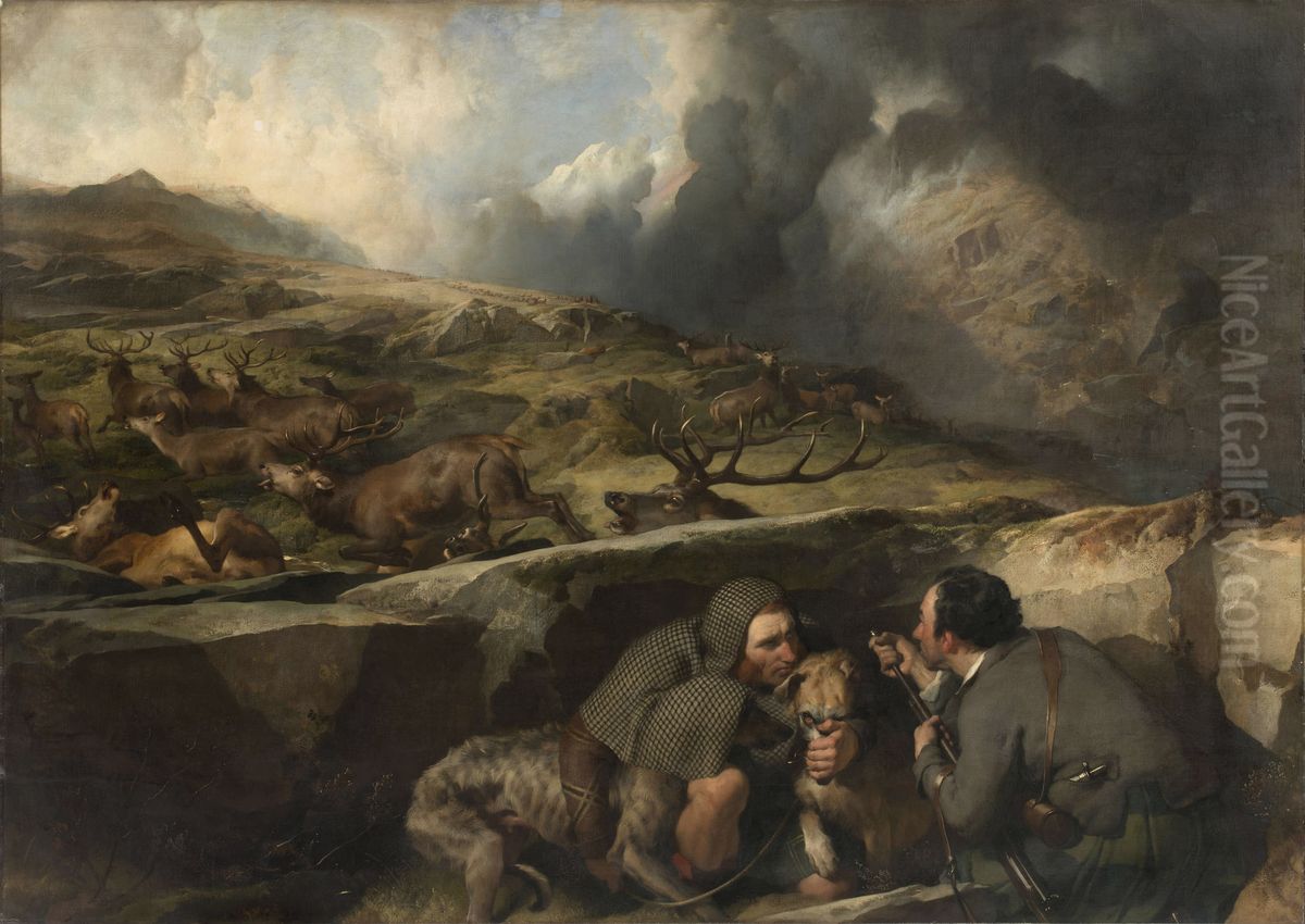 The Deer-Drive Oil Painting by Sir Edwin Henry Landseer