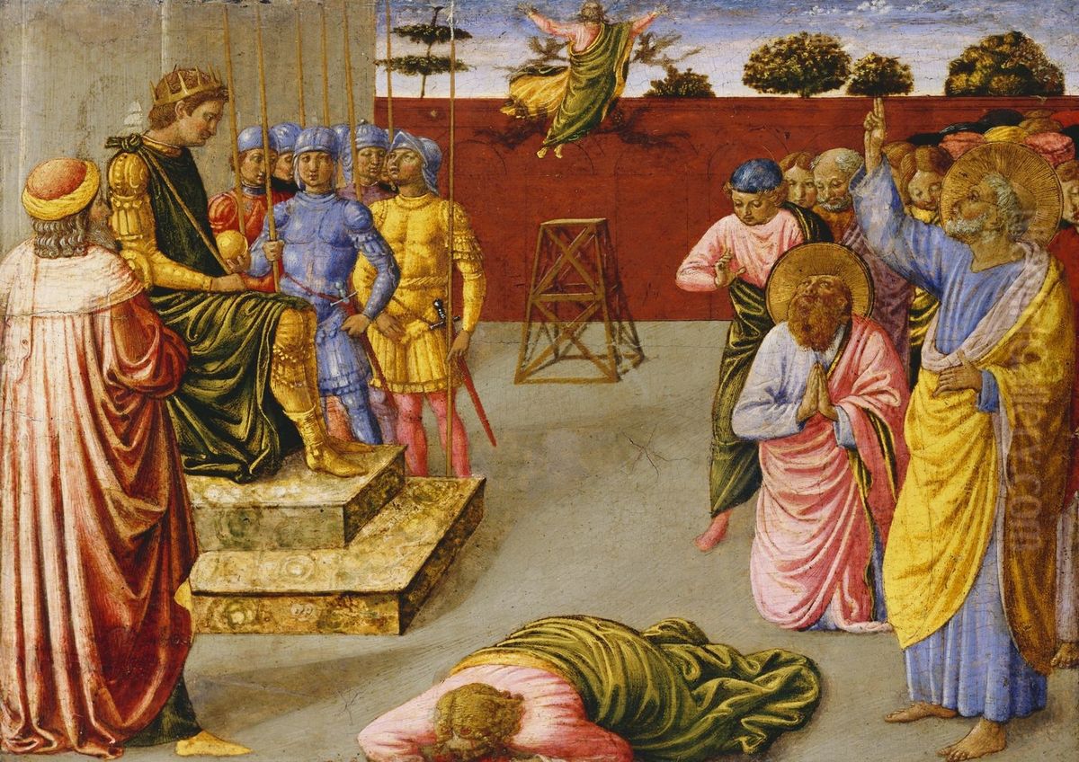 The Fall of Simon Magus Oil Painting by Benozzo Gozzoli