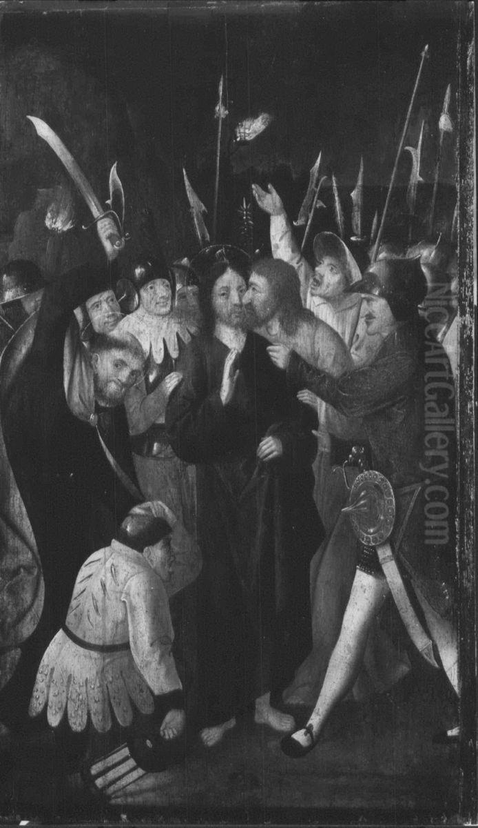 Betrayal of Christ (with St Matthew on the verso) Oil Painting by Master of Hoogstraeten