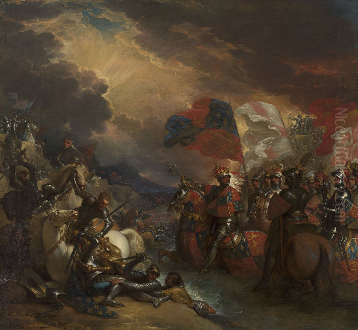 Edward III Crossing The Somme Oil Painting by Benjamin West