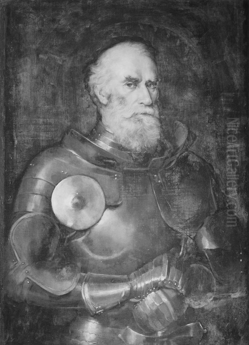 Colonel The Hon. Charles Hugh Lindsay (1816-1889) as a Knight in Antique Armour Oil Painting by Princess Louise, Duchess of Argyll