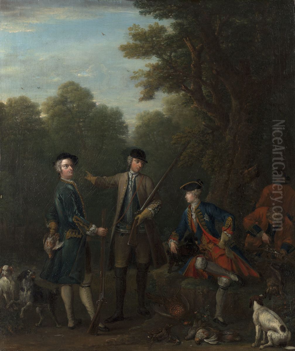 Frederick, Prince of Wales with John Spencer and Charles Douglas, 3rd Duke of Queensberry Oil Painting by John Wootton