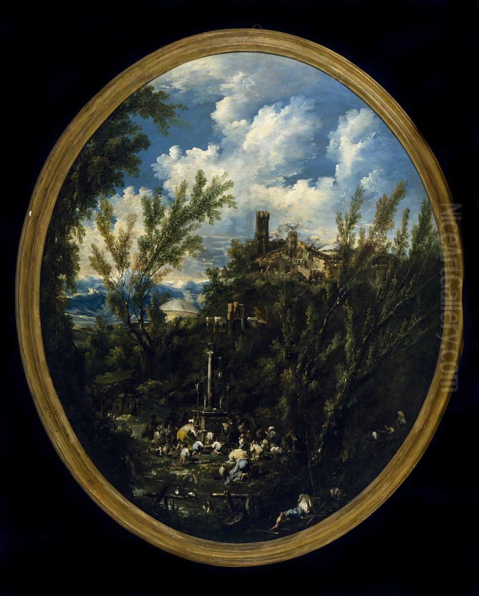 Worshippers at a Shrine Oil Painting by Alessandro Magnasco