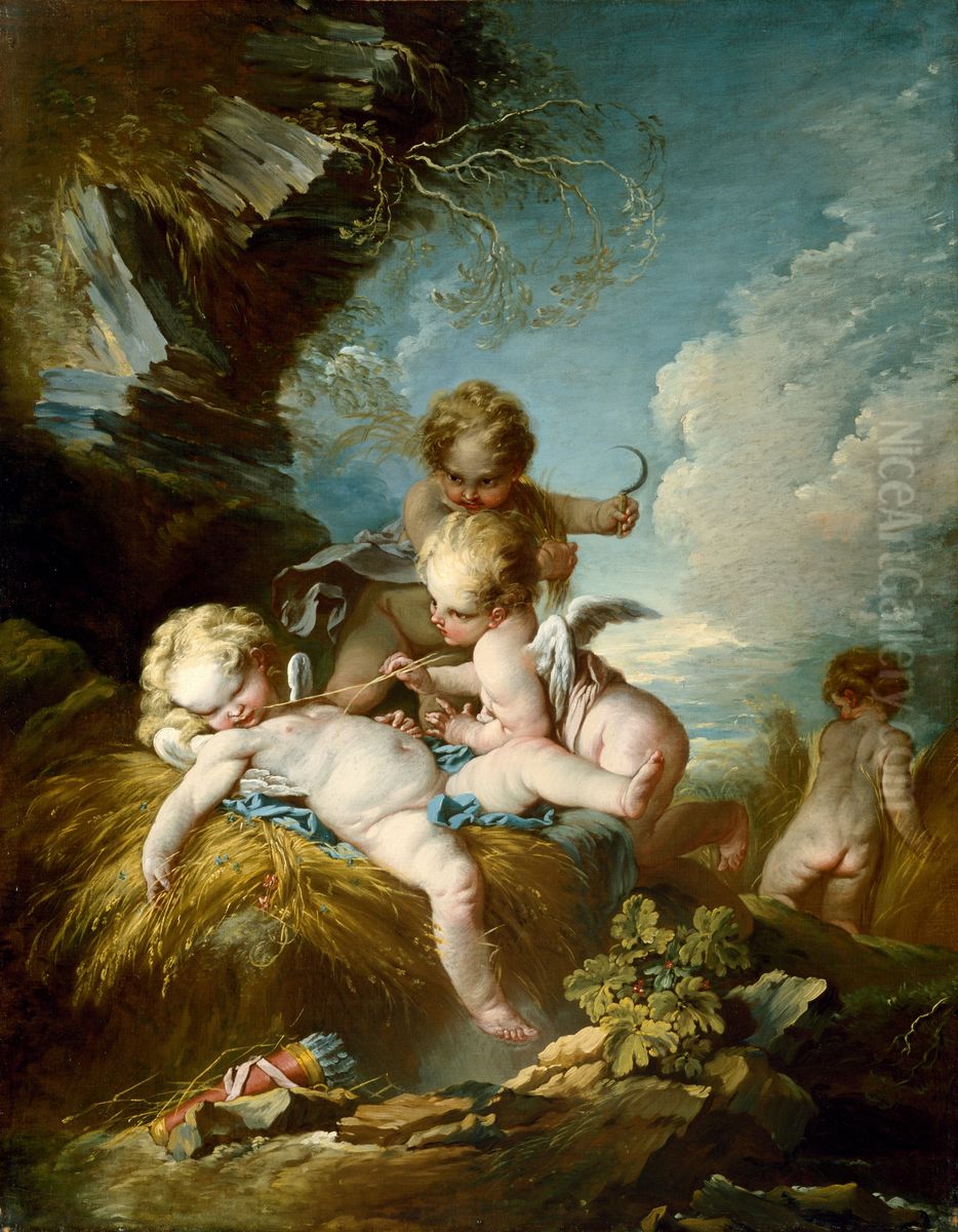 The Cherub Harvesters Oil Painting by Francois Boucher