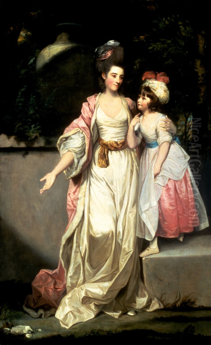 Portrait of Mrs. Jelf Powis and her Daughter Oil Painting by Of Sir Joshua Reynolds
