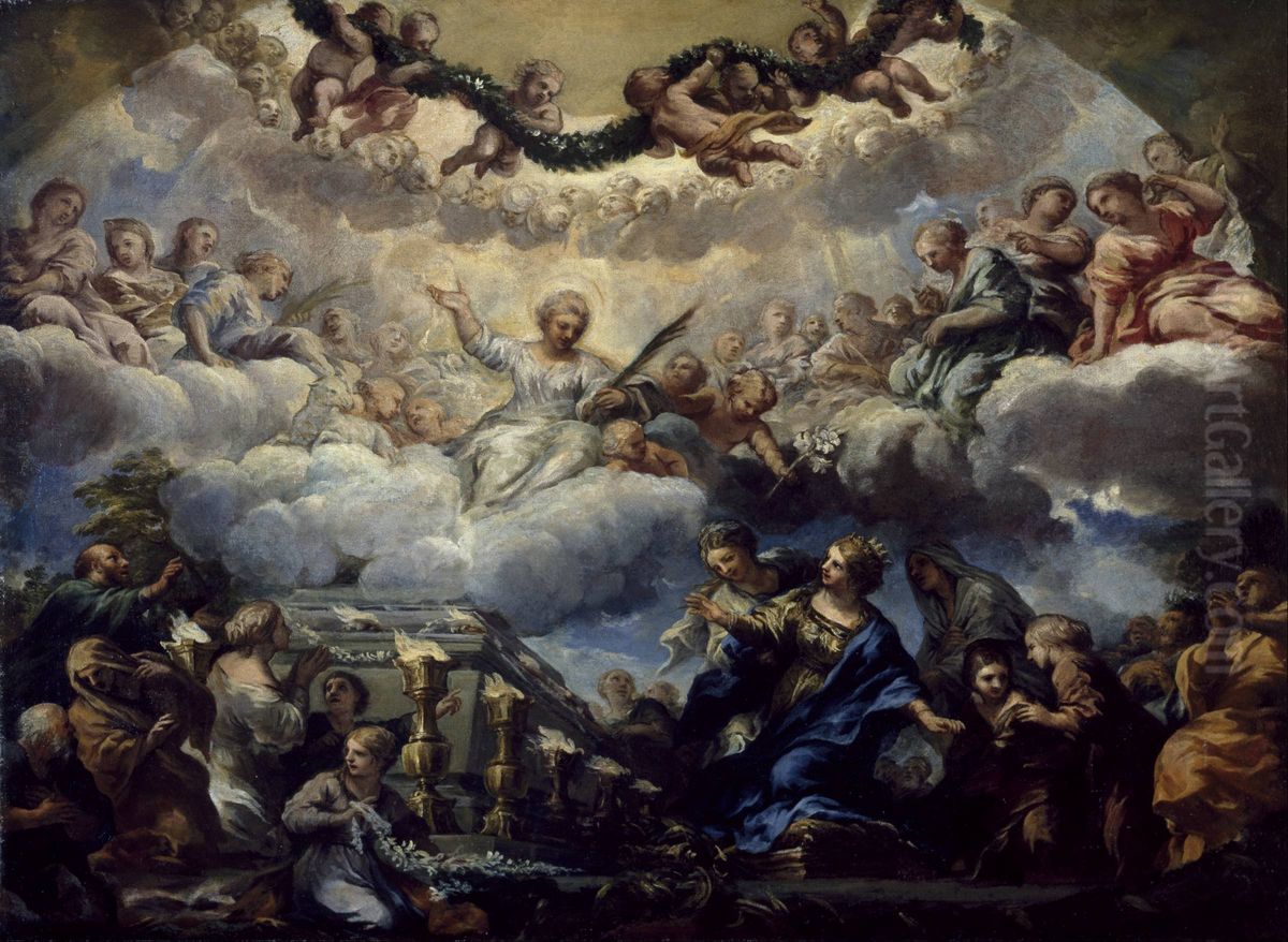Saint Constantia's Vision before the Tomb of Saints Agnes and Emerentiana Oil Painting by Pietro da Cortona