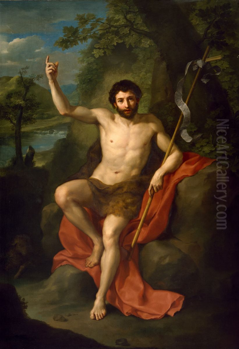Saint John the Baptist Preaching in the Wilderness Oil Painting by Anton Raphael Mengs