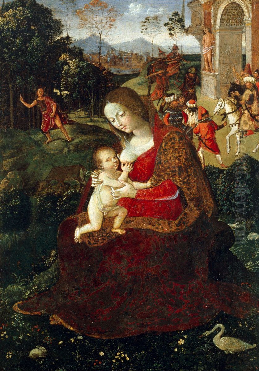 Madonna and Child with Saint John the Baptist Oil Painting by Pinturicchio