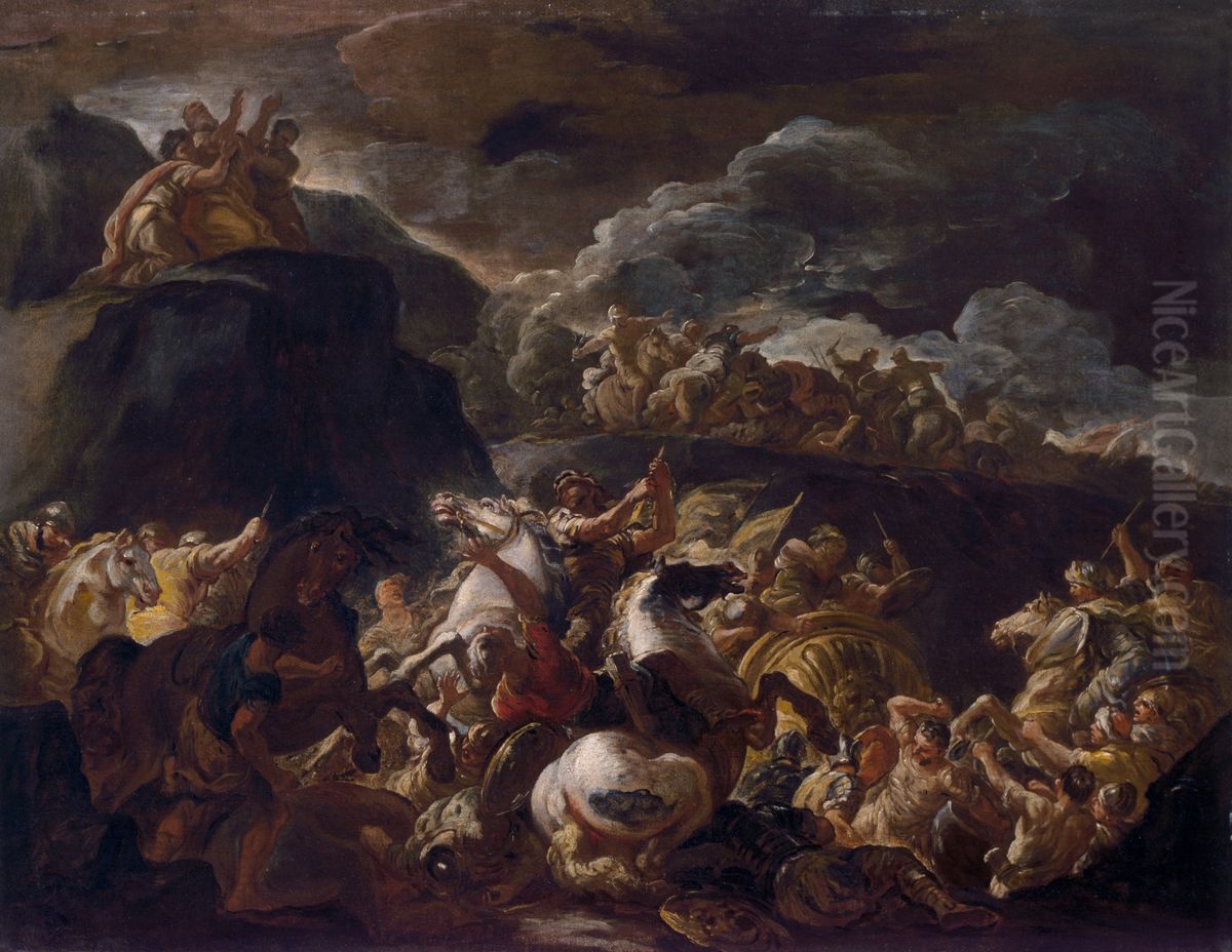 The Battle of Israel and Amalek Oil Painting by Luca Giordano