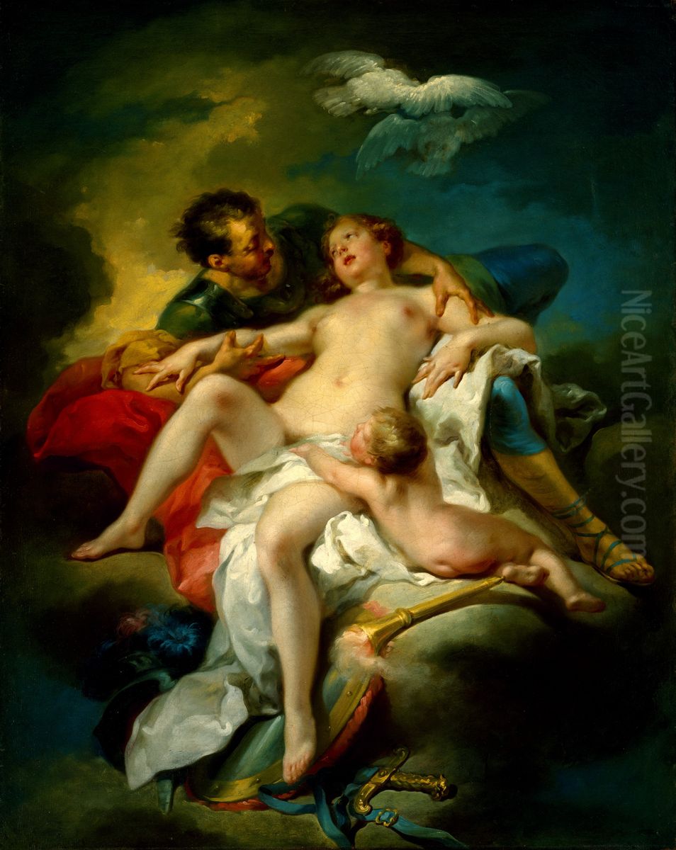 Mars and Venus Oil Painting by Charles-Andre van Loo