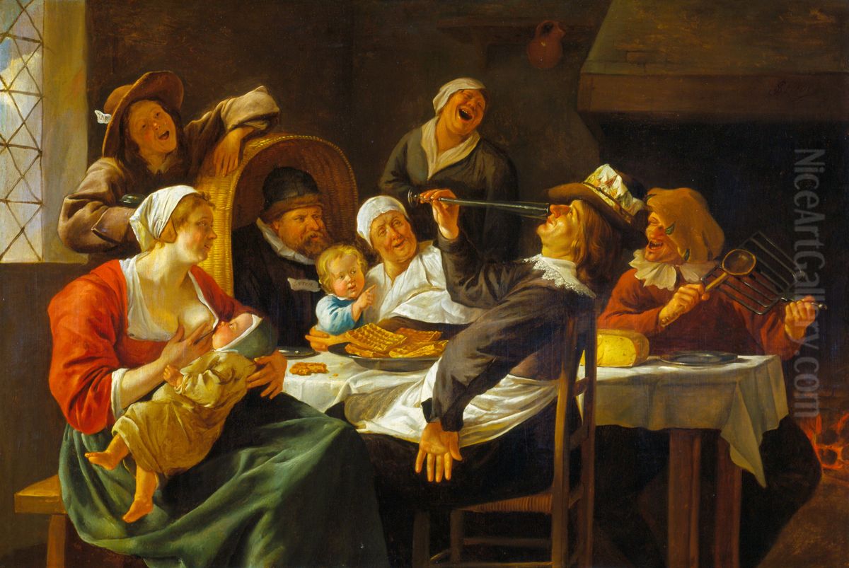 Twelfth Night Feast Oil Painting by Jan Steen