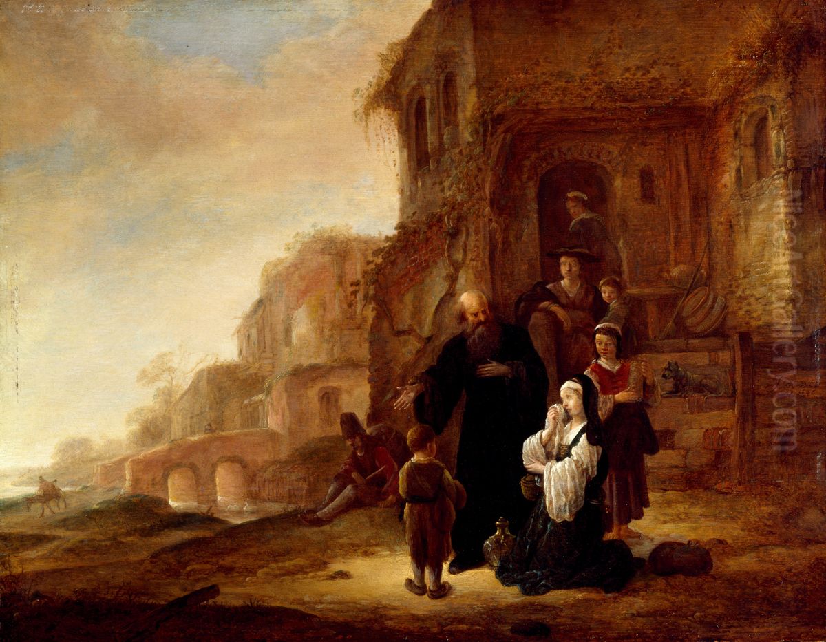 The Expulsion of Hagar Oil Painting by Jacob Willemsz de Wet