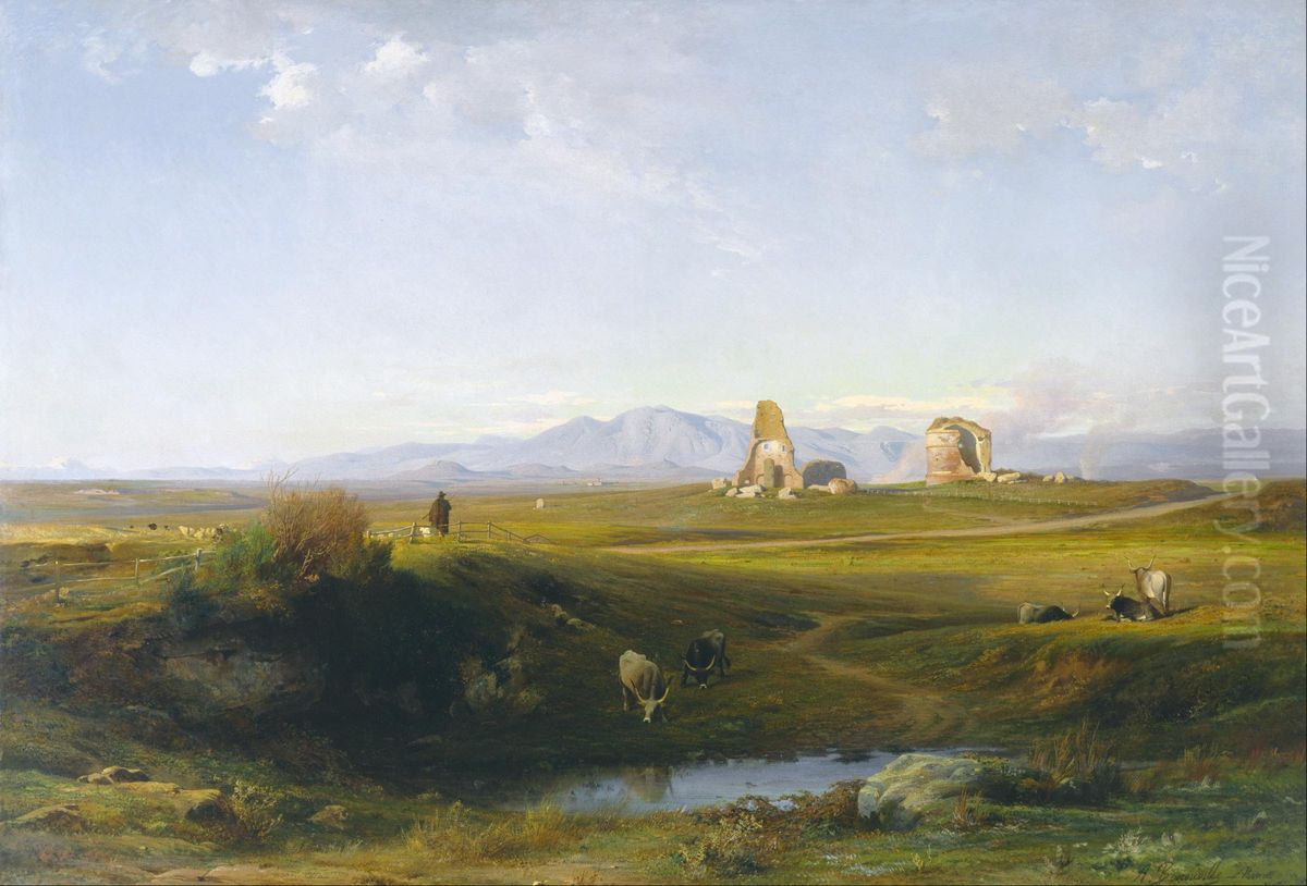 A View of the Roman Countryside Oil Painting by Jean-Achille Benouville