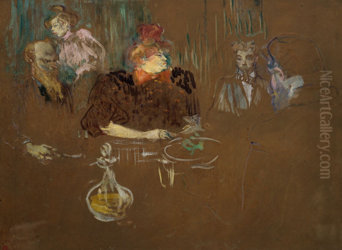 At the Table of Monsieur and Madame Natanson Oil Painting by Henri De Toulouse-Lautrec