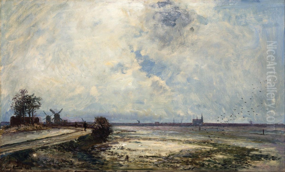 Dutch Landscape Oil Painting by Johan Jongkind