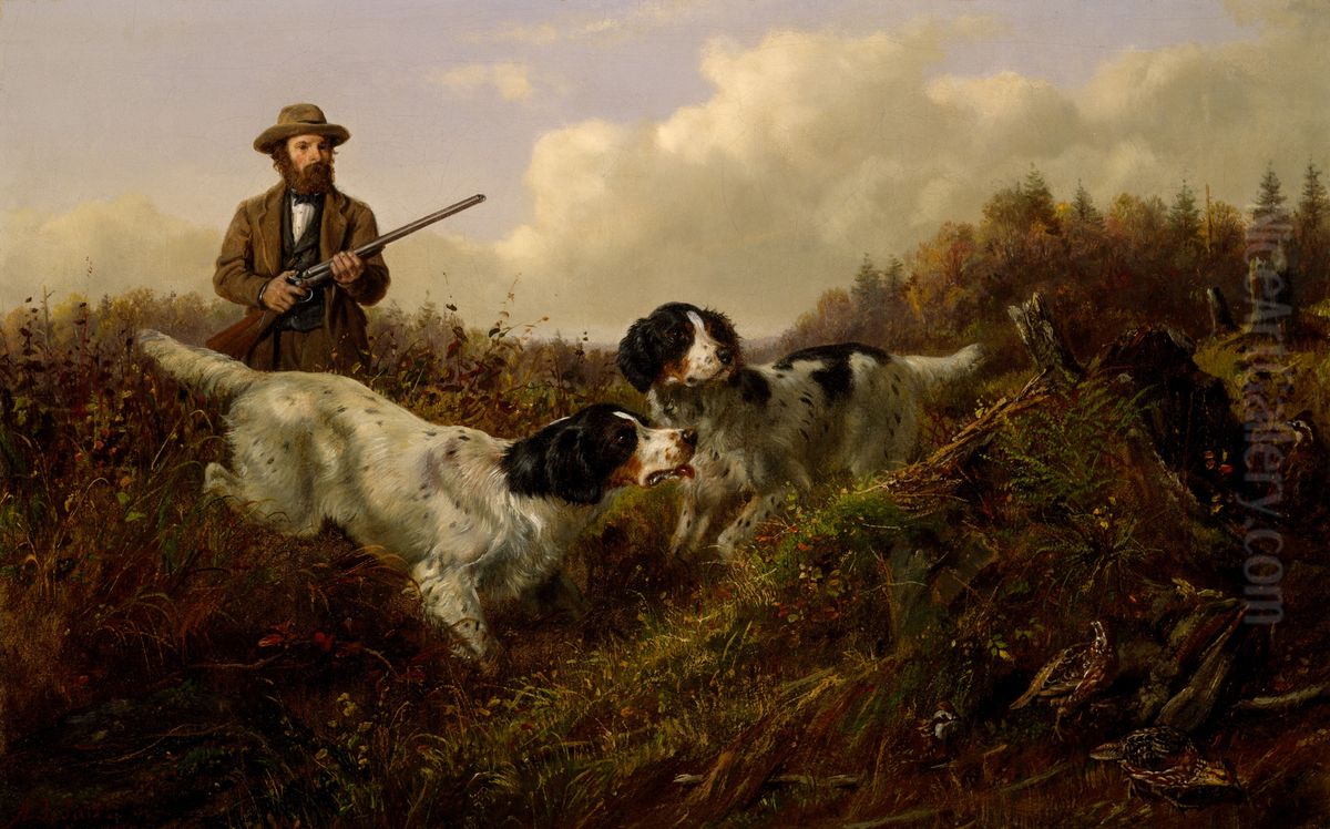 Flushing Grouse, Long Lake, Hamilton County, New York Oil Painting by Arthur Fitzwilliam Tait
