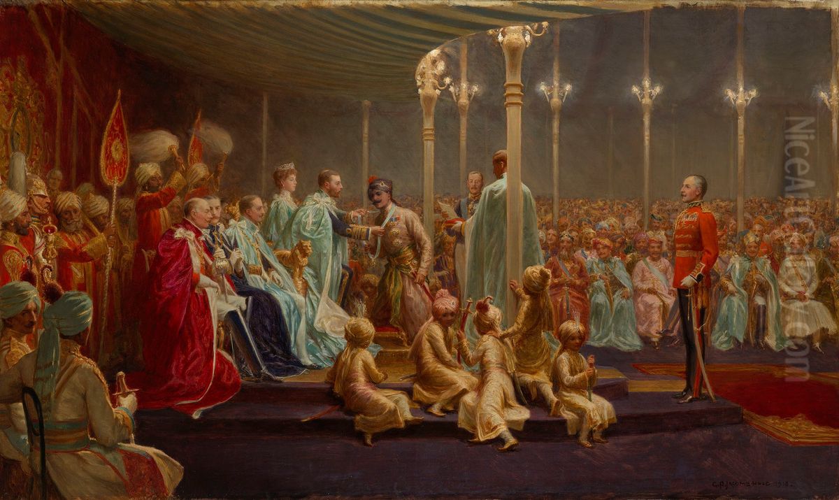 Investiture of the Star of India, Delhi, 14 December 1911 Oil Painting by George Percy Jacomb-Hood
