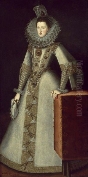 Retrato de la reinaMargarita de Austria-Estiria(1584-1611), que fuereina consorte de Espanapor su matrimonio con el reyFelipe III. Oil Painting by Juan Pantoja de la Cruz