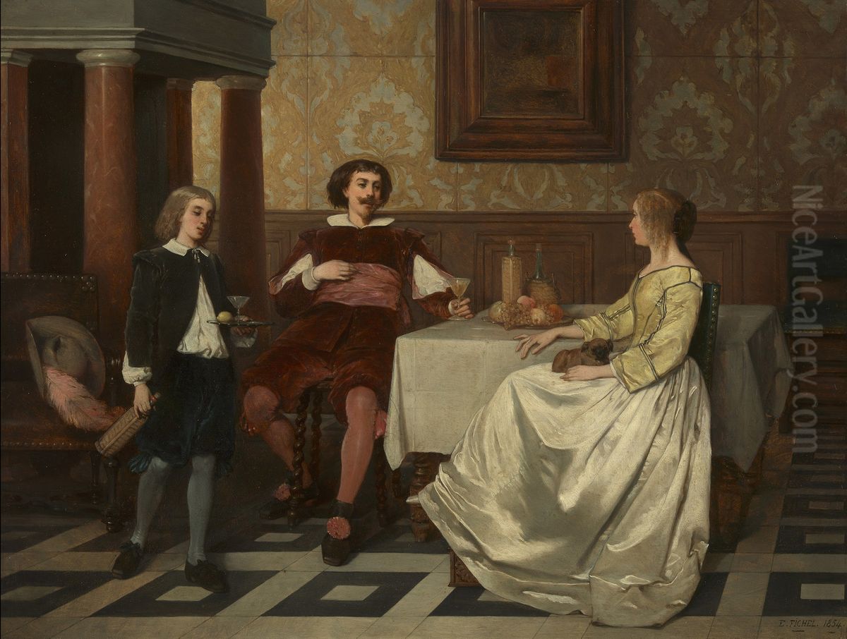 The Luncheon Oil Painting by Eugene Fichel