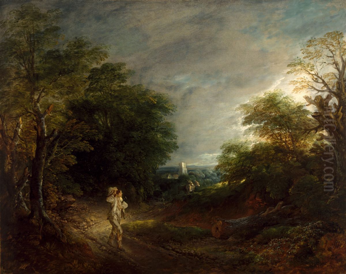 Wooded Landscape with a Woodcutter Oil Painting by Thomas Gainsborough