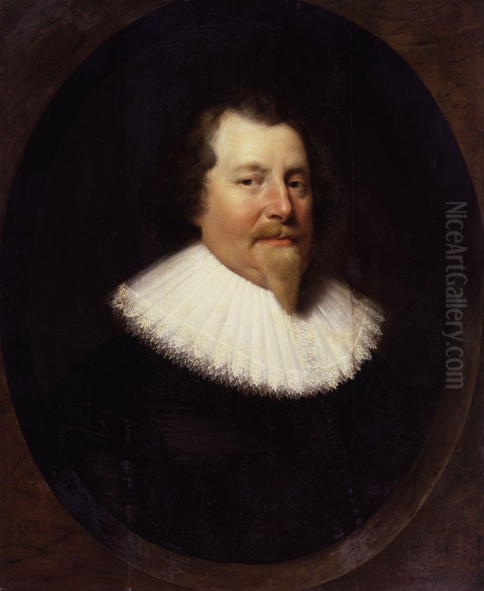 Unknown man, formerly known as Richard Weston, 1st Earl of Portland Oil Painting by Cornelis Janssens van Ceulen