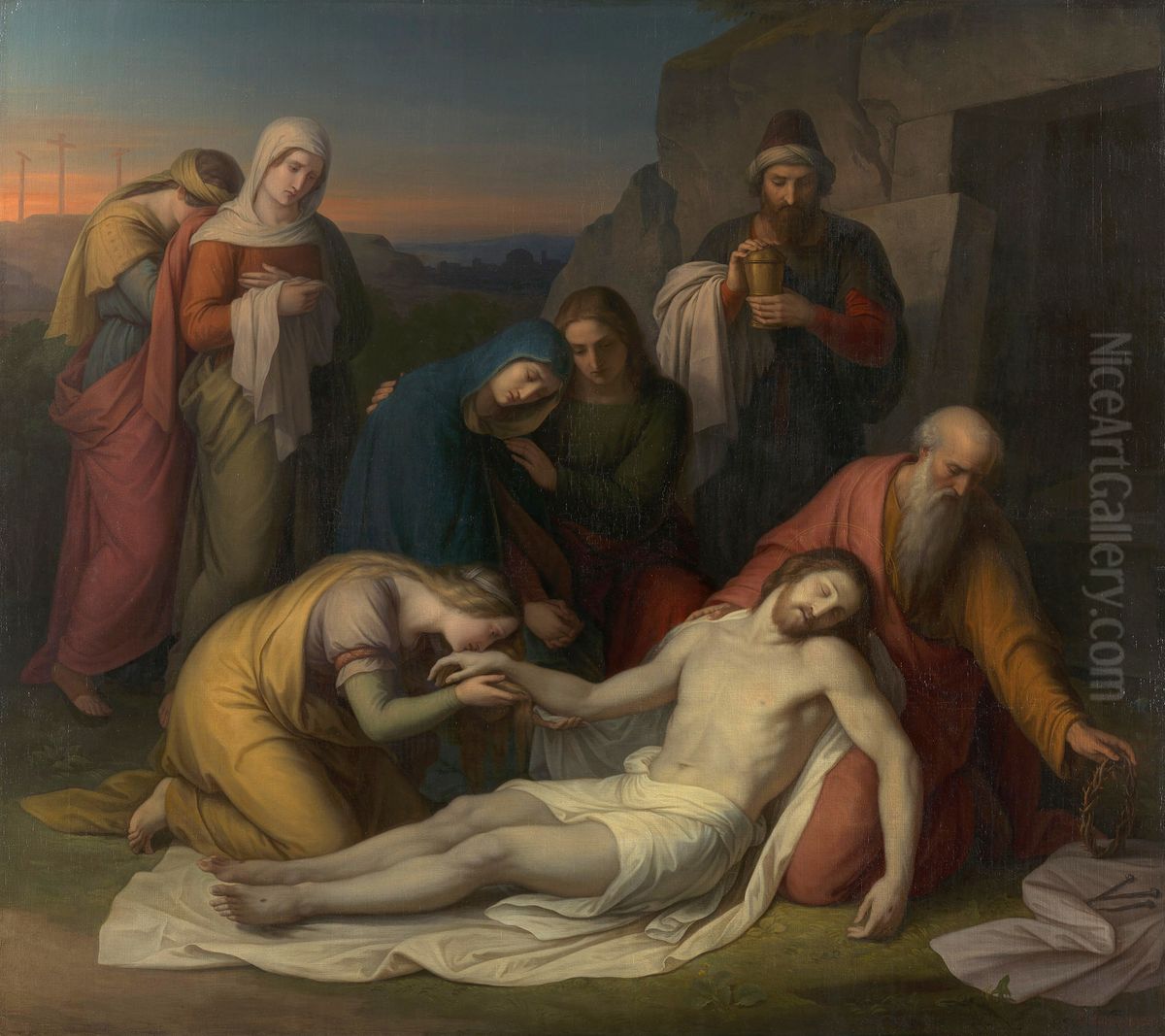 The Entombment of Christ Oil Painting by Gustav Jager