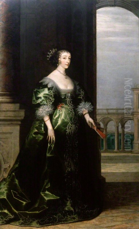 Portrait of Henrietta Maria de Bourbon (1609-1669), Queen of England Oil Painting by Unidentified painter