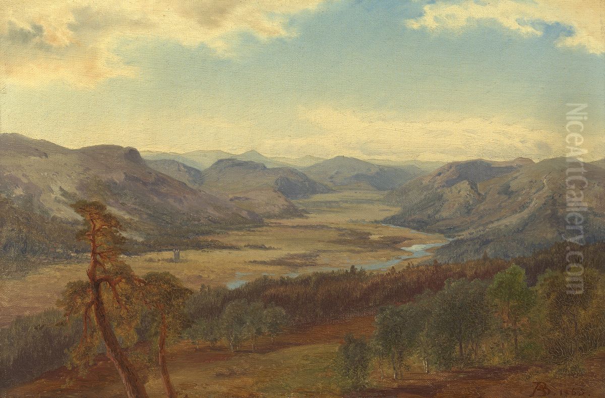 The Valley of the Dee near Braemar Oil Painting by August Becker