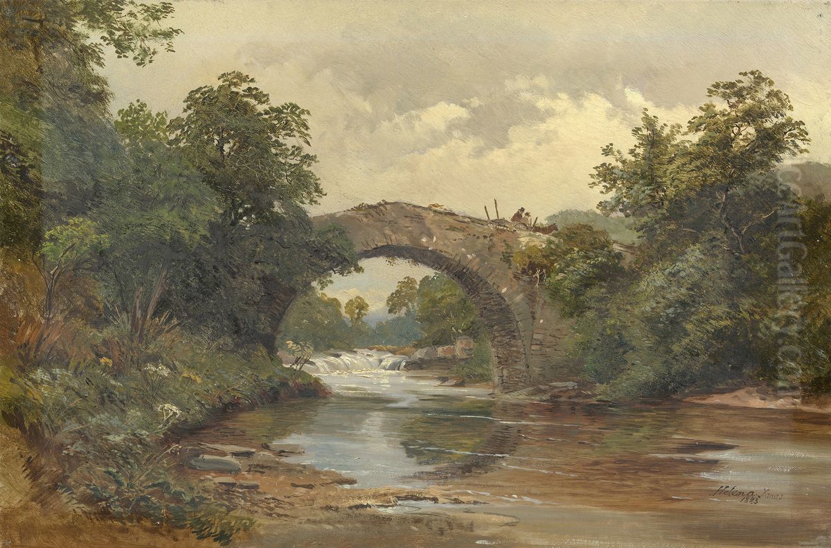 Landscape with a Bridge Oil Painting by Princess Helena of the United Kingdom