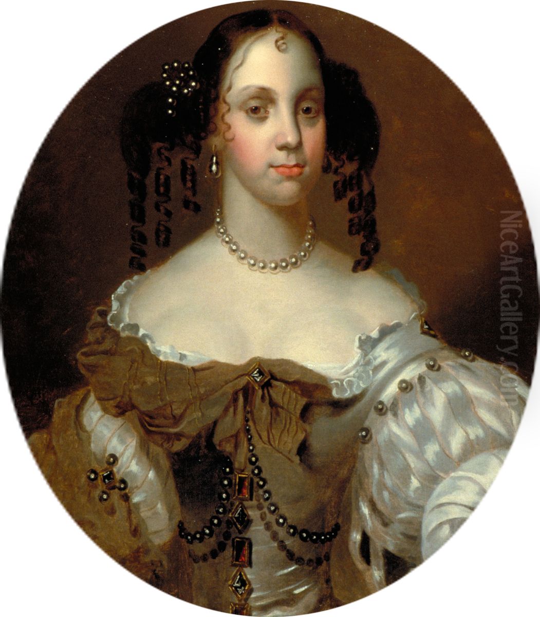 Portrait ofCatherine of Braganza, Queen Consort of Charles II (1638-1705) Oil Painting by Jacob Huysmans