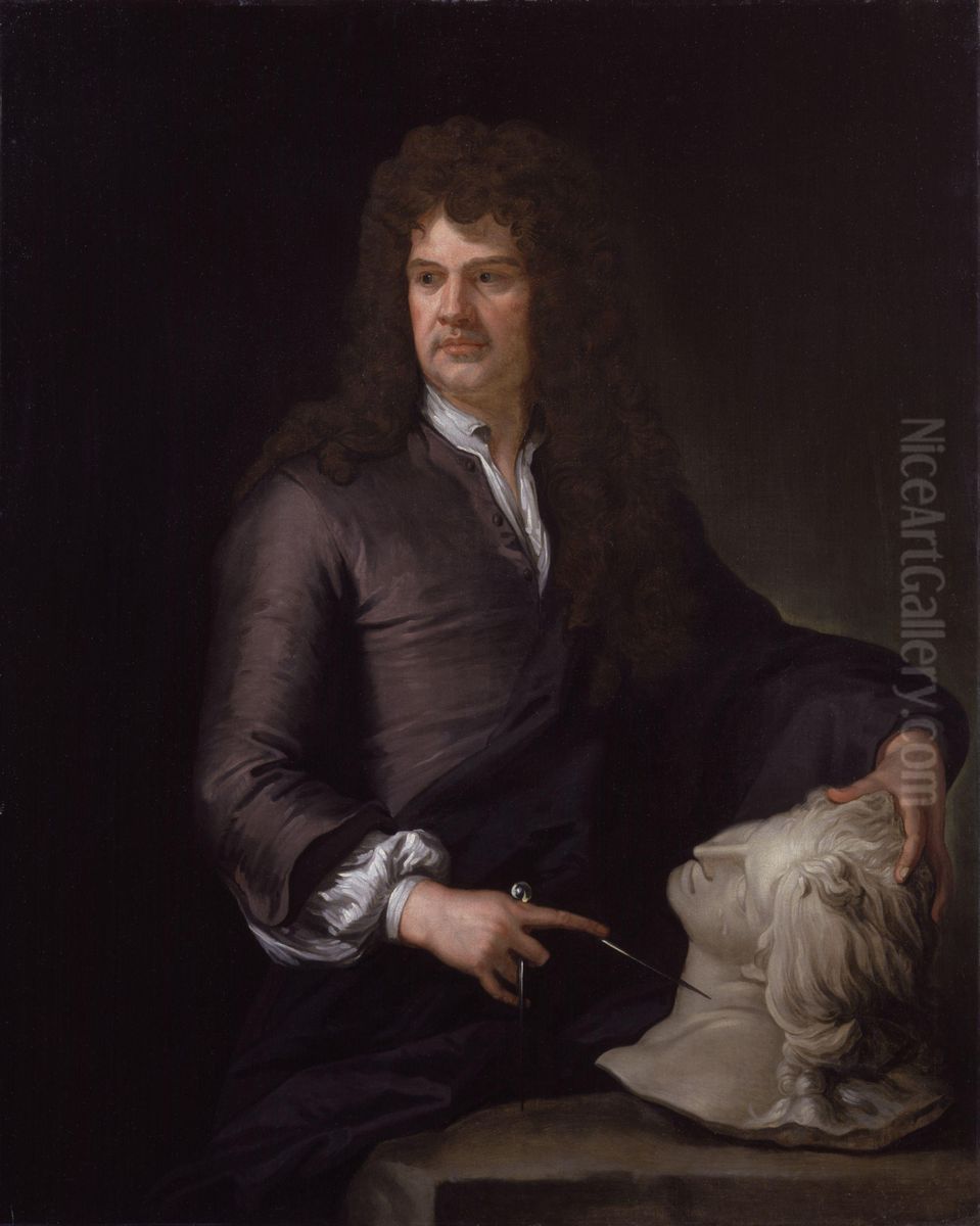 Grinling Gibbons Oil Painting by Godfrey Kneller