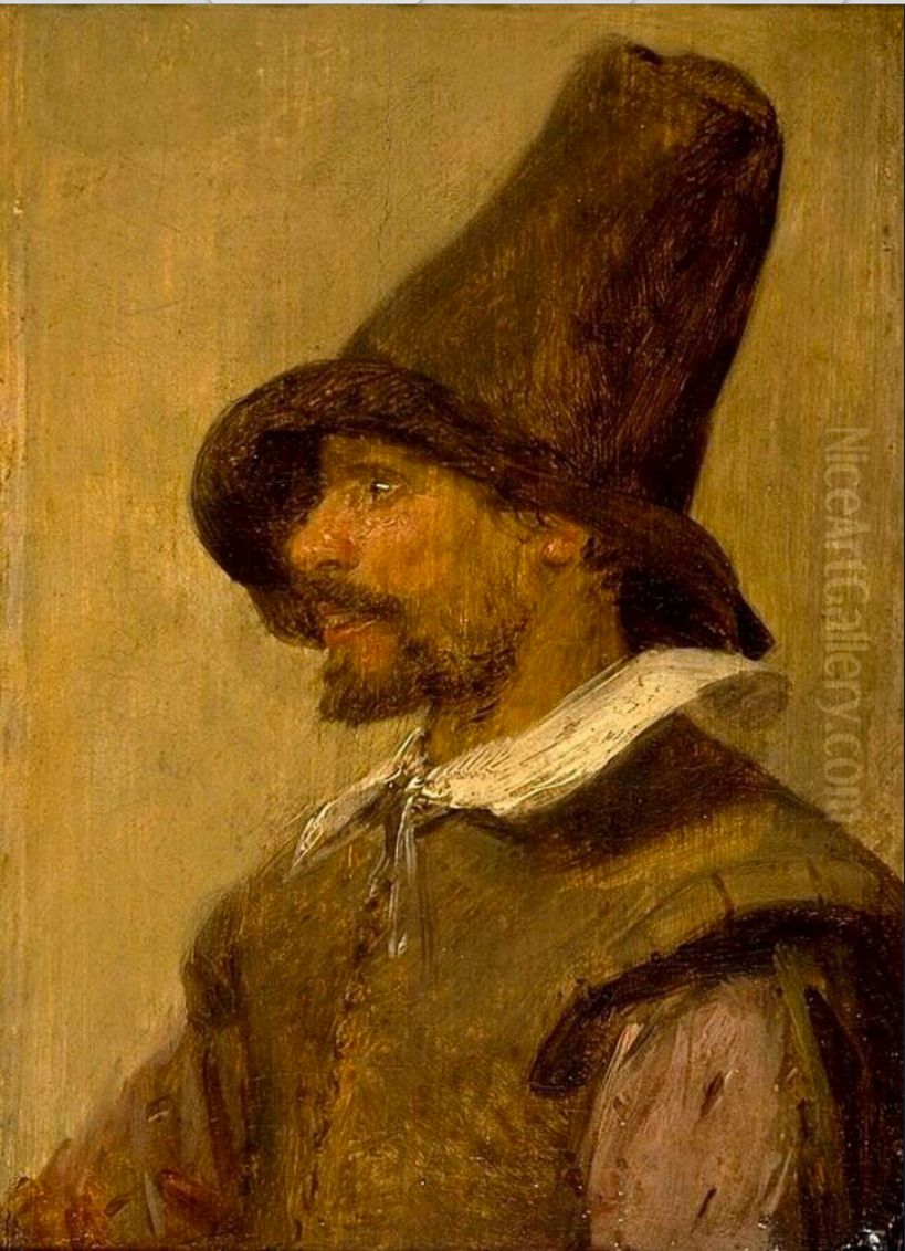 Man wearing a pointed hat Oil Painting by Adriaen Brouwer