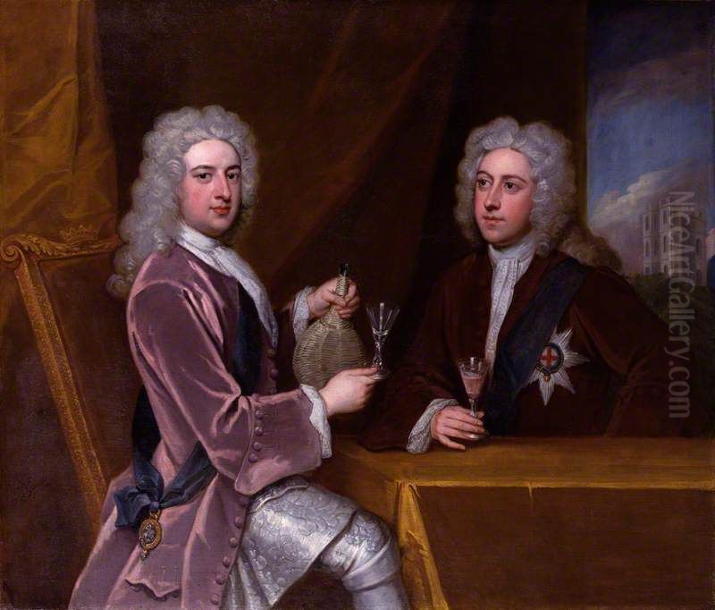 Thomas Pelham-Holles, 1st Duke of Newcastle-under-Lyne; Henry Clinton, 7th Earl of Lincoln Oil Painting by Godfrey Kneller