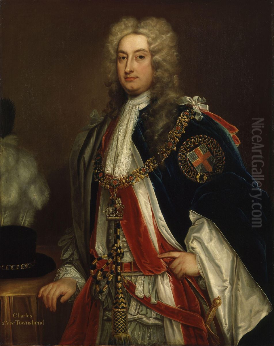 Portrait of Charles Townshend, 2nd Viscount Townshend (1674-1738) Oil Painting by Godfrey Kneller