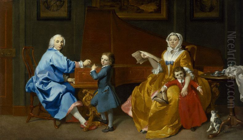 The Shudi Family Group Oil Painting by Carl Marcus Tuscher