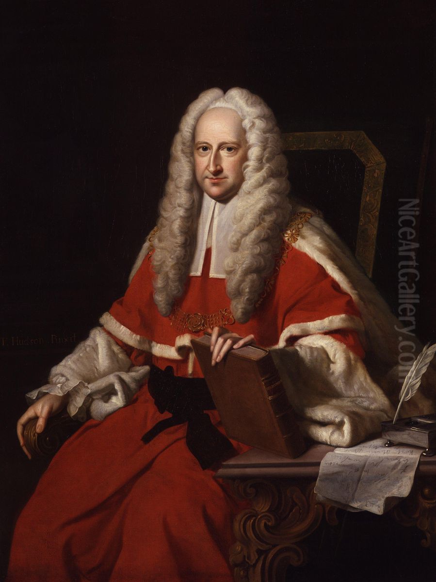 Portrait of Sir John Willes (1685-1761) Oil Painting by Thomas Hudson