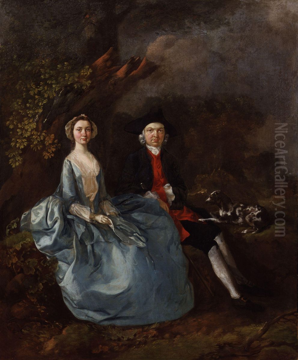 Sarah Kirby (nee Bull); (John) Joshua Kirby Oil Painting by Thomas Gainsborough