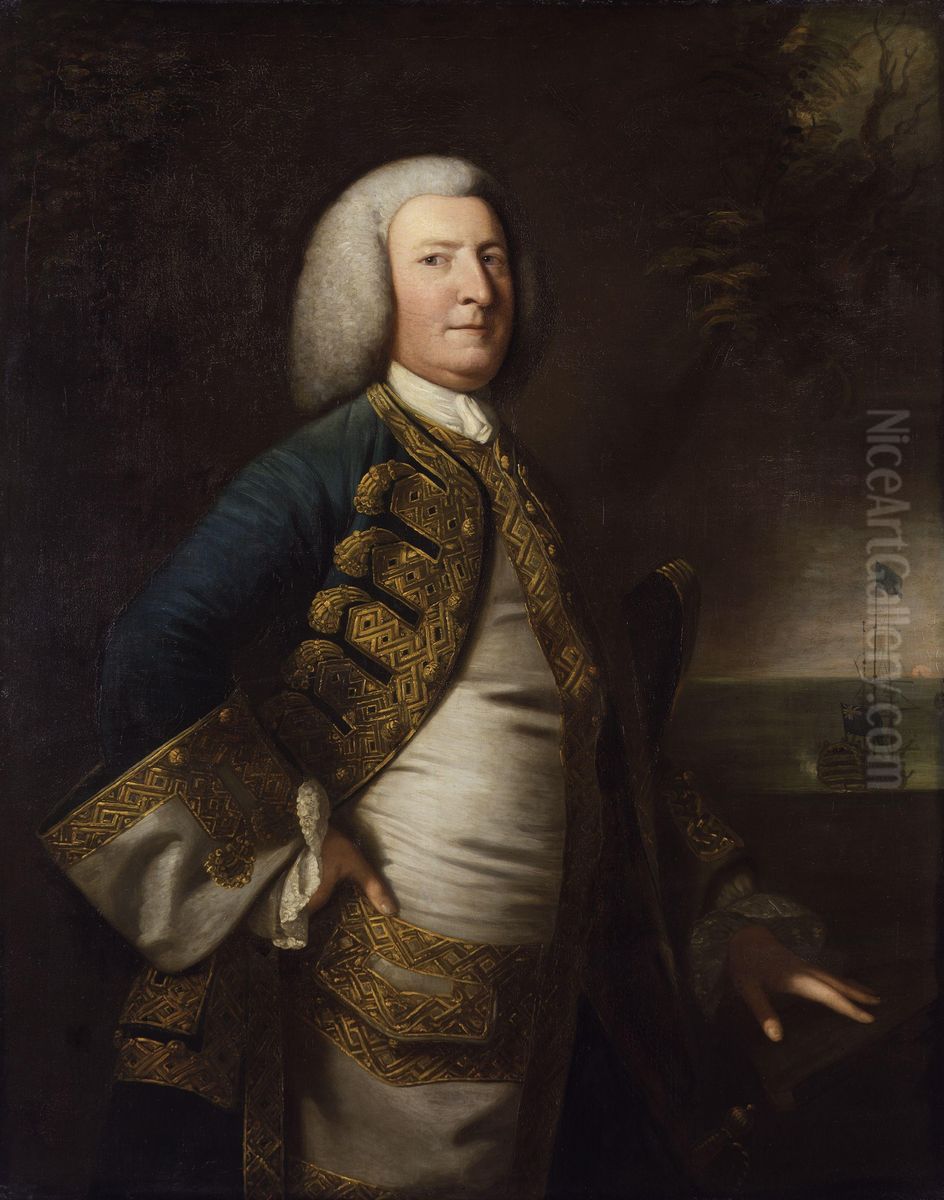 George Anson, 1st Baron Anson (copy after an original of 1755) Oil Painting by Of Sir Joshua Reynolds