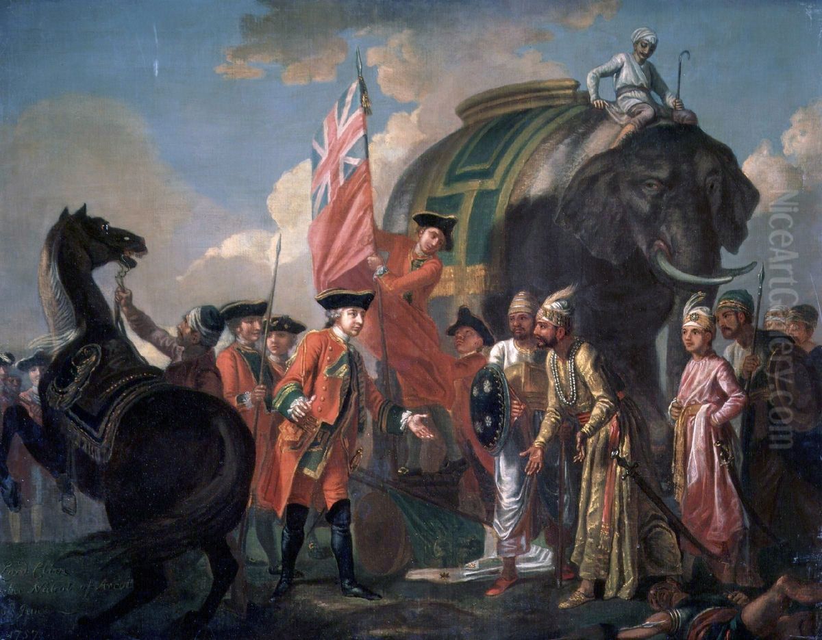 Robert Clive and Mir Jafar after the Battle of Plassey, 1757 Oil Painting by Francis Hayman