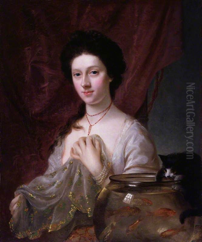 Kitty Fisher Oil Painting by Nathaniel Hone