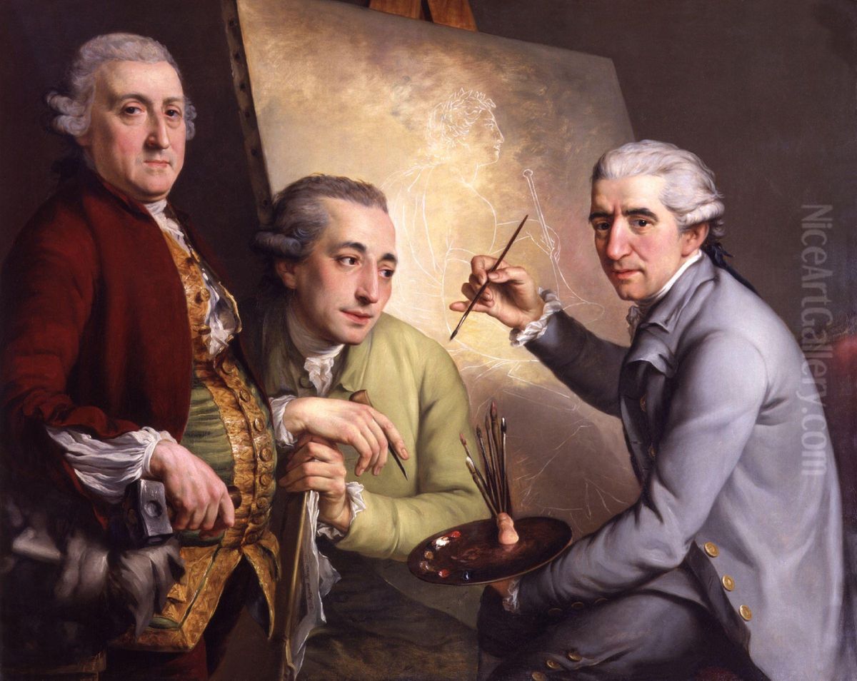 Agostino Carlini; Francesco Bartolozzi; Giovanni Battista Cipriani Oil Painting by John Francis Rigaud