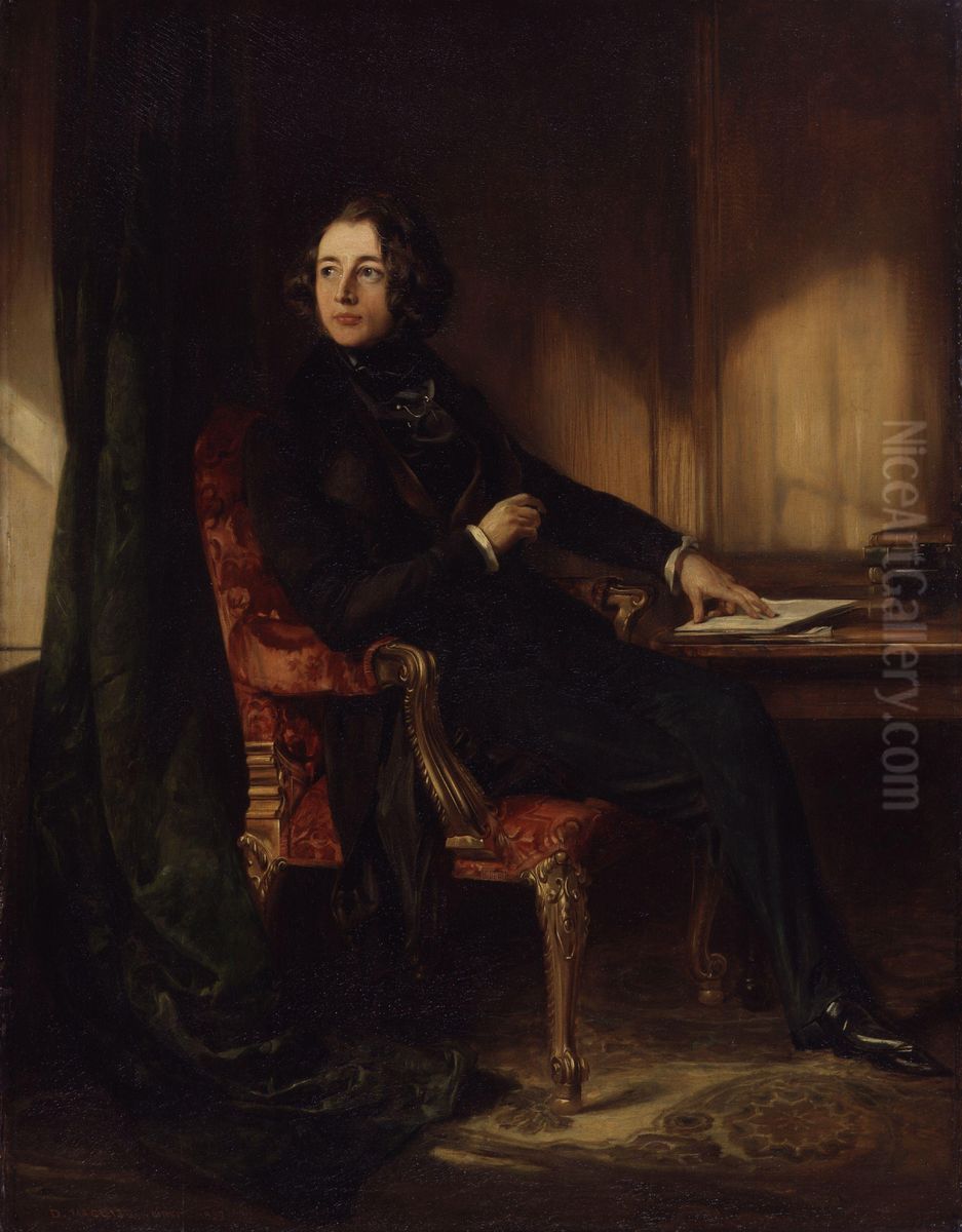 Charles Dickens Oil Painting by Daniel Maclise